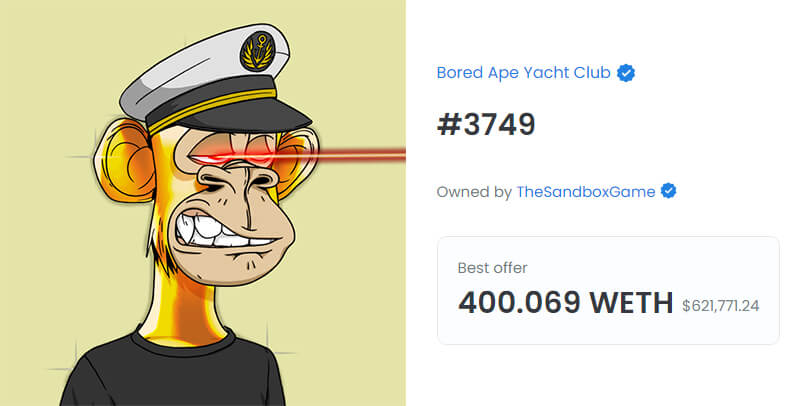 Bored Ape Yacht Club #3749: $2,907,016