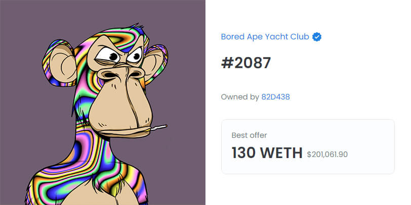 Bored Ape Yacht Club #2087: $2,307,638