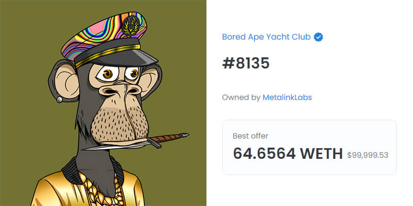Bored Ape Yacht Club #8135: $1,873,449